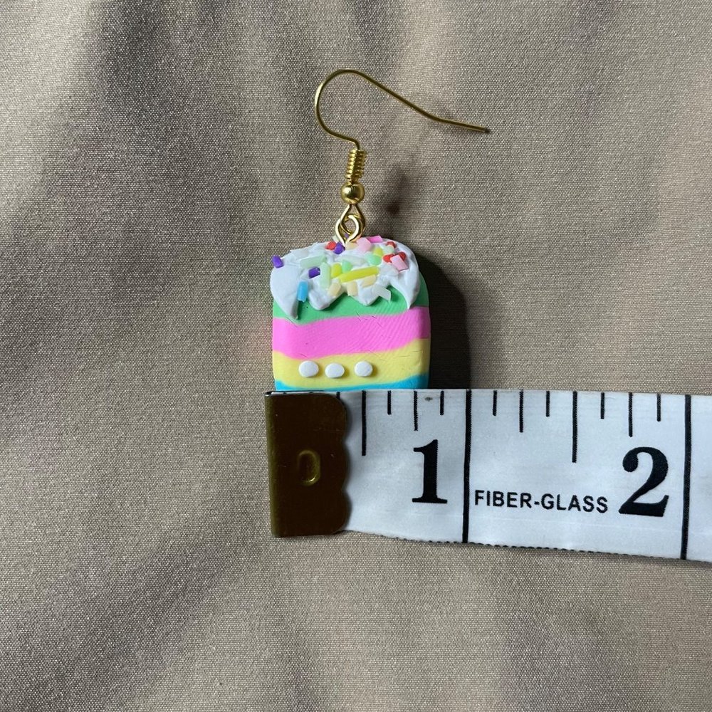 Popsicle Rainbow Ice Cream Clay Fun Funny Colorful Dangle Drop Earrings NEW - Picture 6 of 6